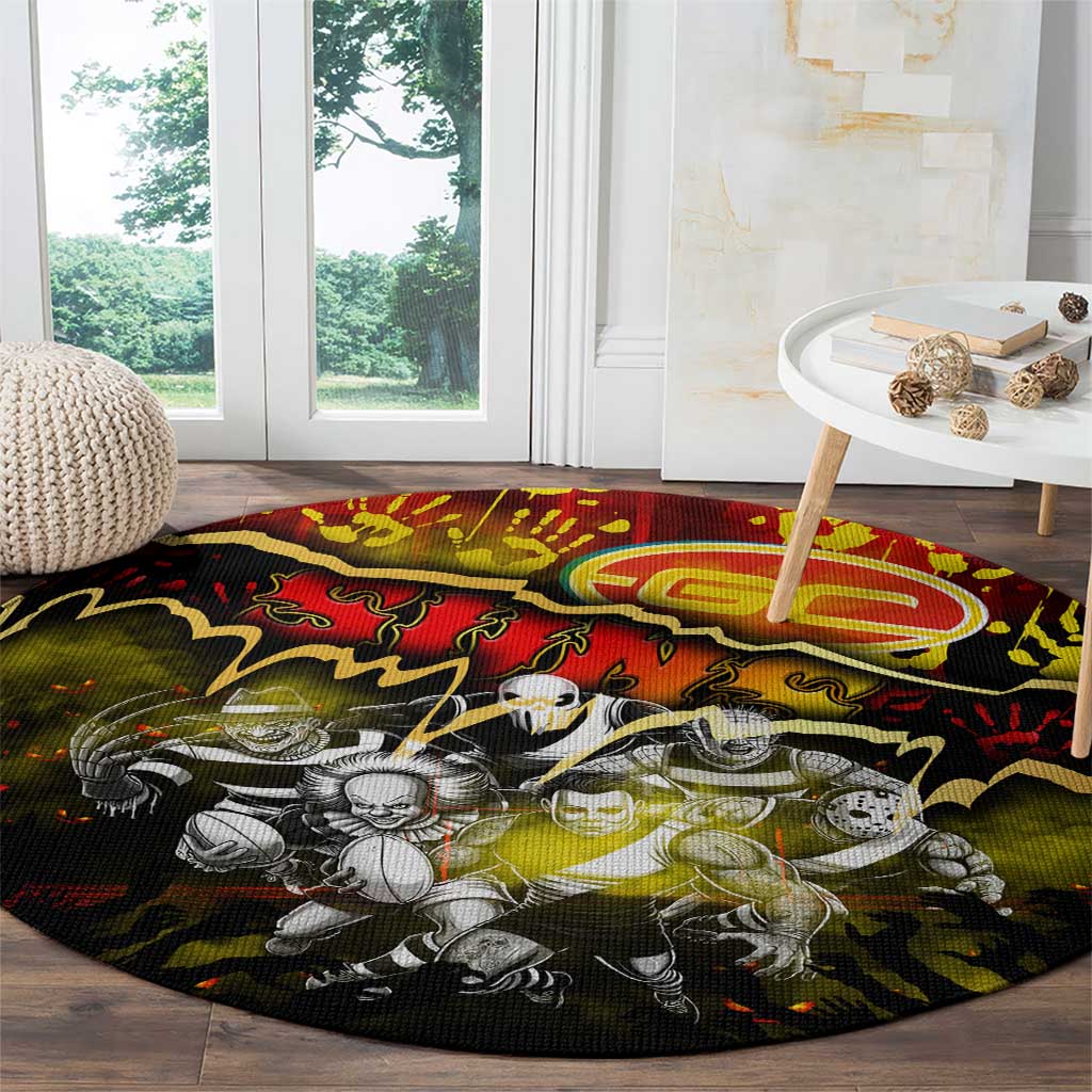 Step Into Horror Domain Suns Football Round Carpet Halloween Horror Movie Characters - Aussie Hoodie