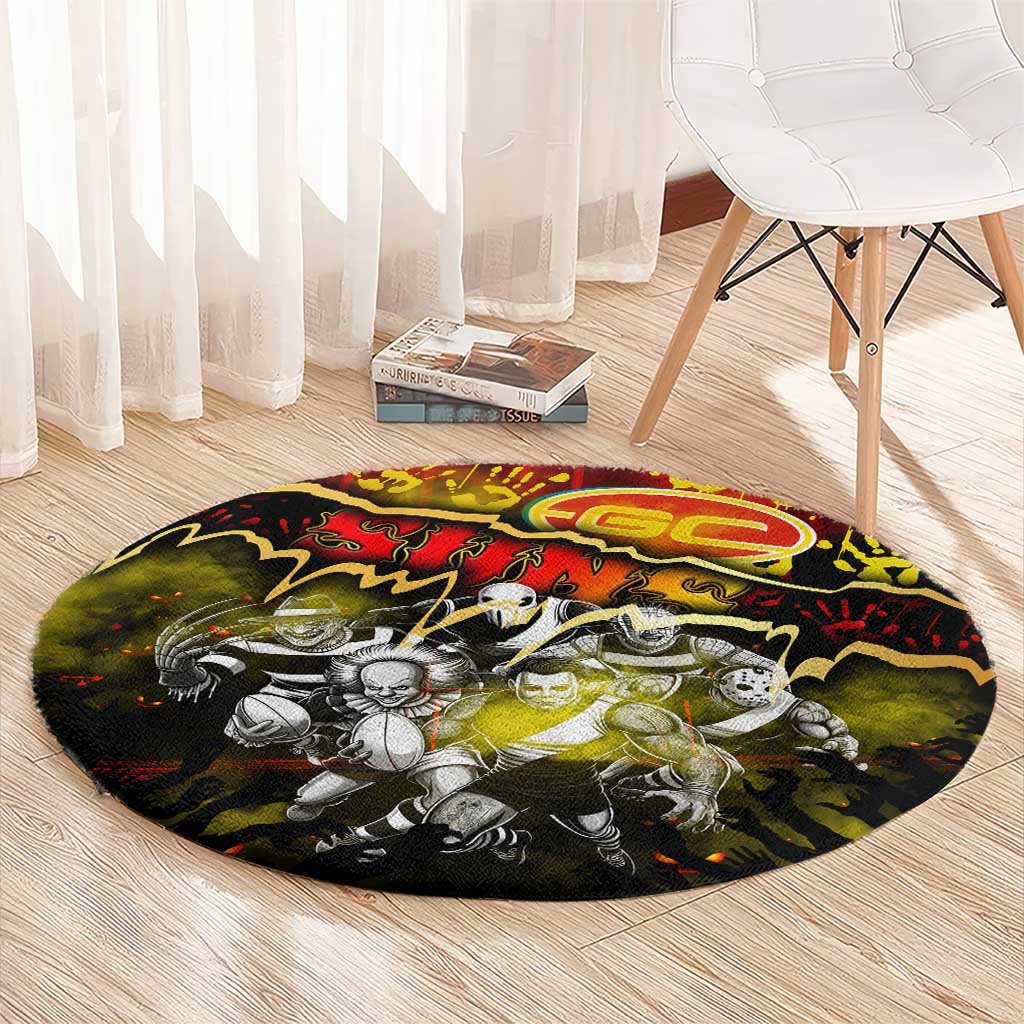 Step Into Horror Domain Suns Football Round Carpet Halloween Horror Movie Characters - Aussie Hoodie