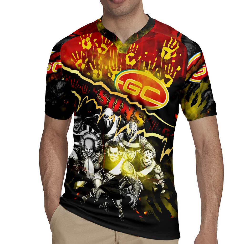 Step Into Horror Domain Suns Football Rugby Jersey Halloween Horror Movie Characters - Aussie Hoodie