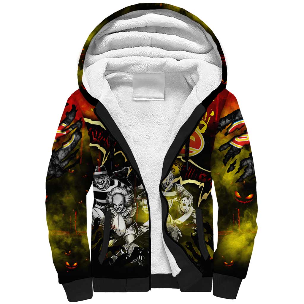 Step Into Horror Domain Suns Football Sherpa Hoodie Halloween Horror Movie Characters - Aussie Hoodie