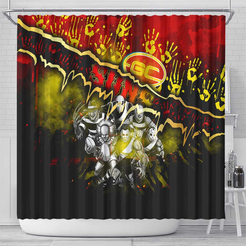 Step Into Horror Domain Suns Football Shower Curtain Halloween Horror Movie Characters - Aussie Hoodie