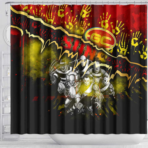 Step Into Horror Domain Suns Football Shower Curtain Halloween Horror Movie Characters - Aussie Hoodie