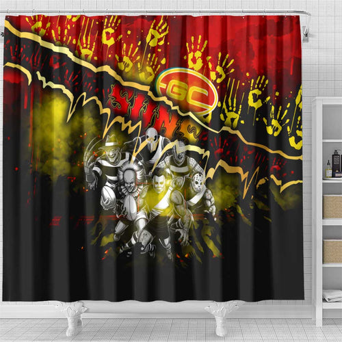 Step Into Horror Domain Suns Football Shower Curtain Halloween Horror Movie Characters - Aussie Hoodie