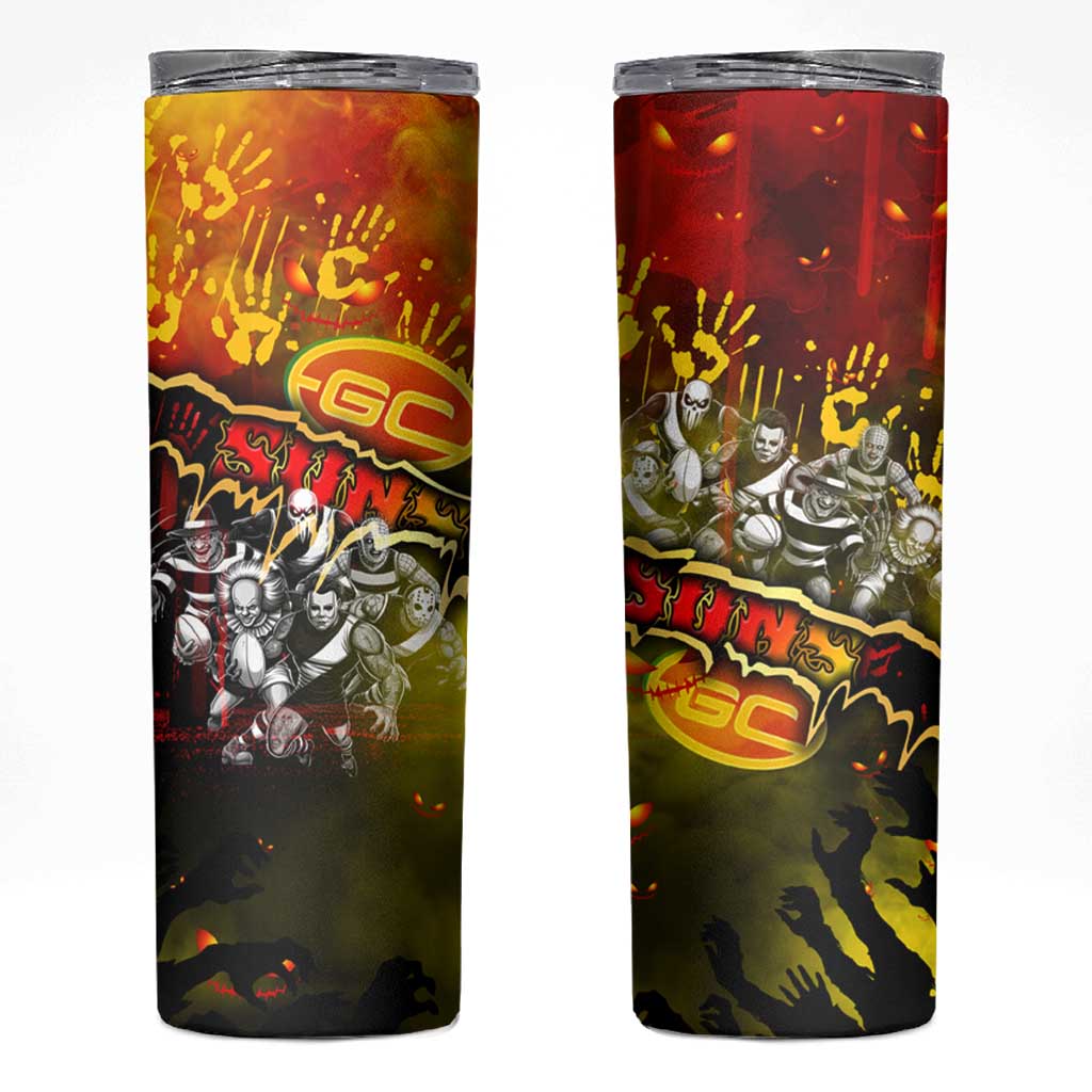 Step Into Horror Domain Suns Football Skinny Tumbler Halloween Horror Movie Characters - Aussie Hoodie