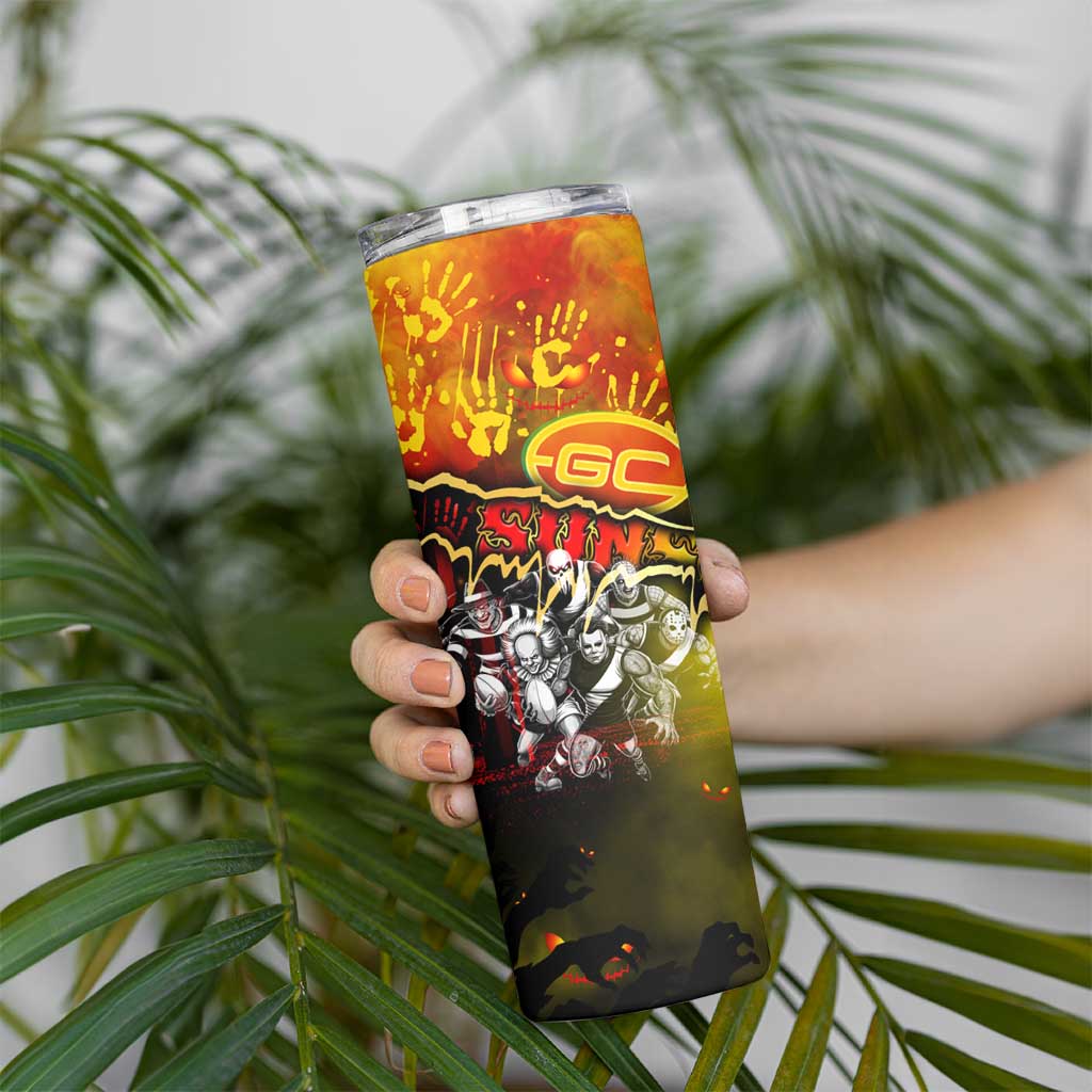 Step Into Horror Domain Suns Football Skinny Tumbler Halloween Horror Movie Characters - Aussie Hoodie