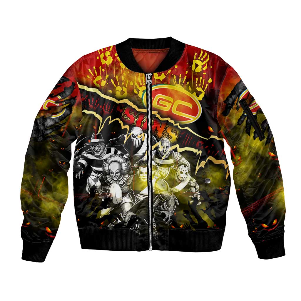 Step Into Horror Domain Suns Football Sleeve Zip Bomber Jacket Halloween Horror Movie Characters - Aussie Hoodie