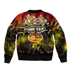 Step Into Horror Domain Suns Football Sleeve Zip Bomber Jacket Halloween Horror Movie Characters - Aussie Hoodie