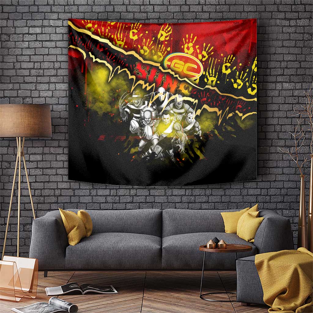 Step Into Horror Domain Suns Football Tapestry Halloween Horror Movie Characters - Aussie Hoodie