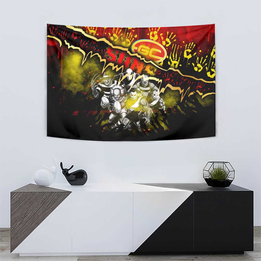 Step Into Horror Domain Suns Football Tapestry Halloween Horror Movie Characters - Aussie Hoodie