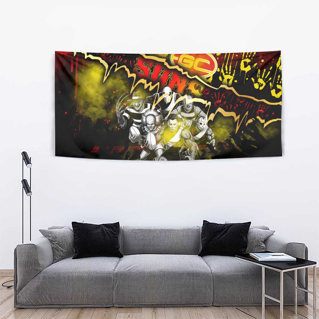 Step Into Horror Domain Suns Football Tapestry Halloween Horror Movie Characters - Aussie Hoodie