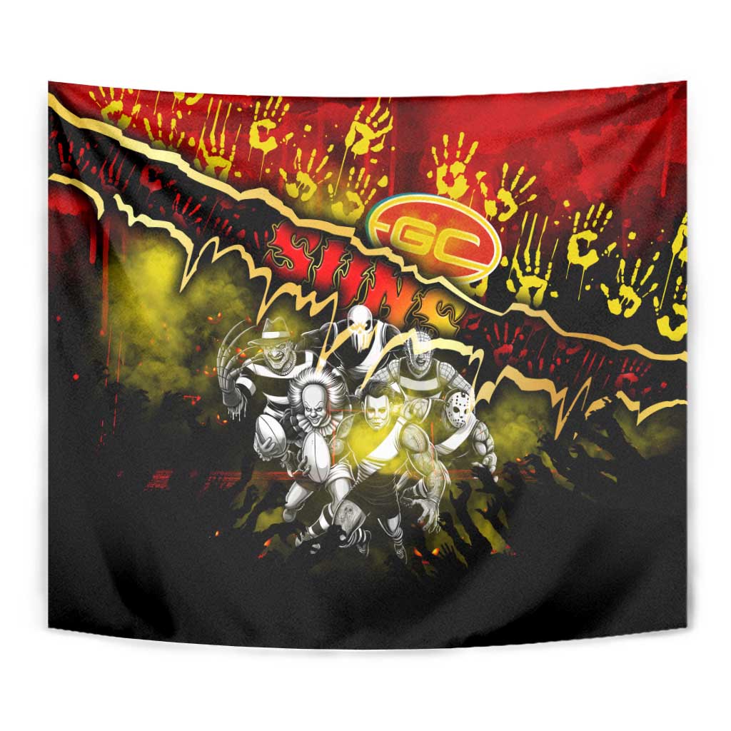 Step Into Horror Domain Suns Football Tapestry Halloween Horror Movie Characters - Aussie Hoodie
