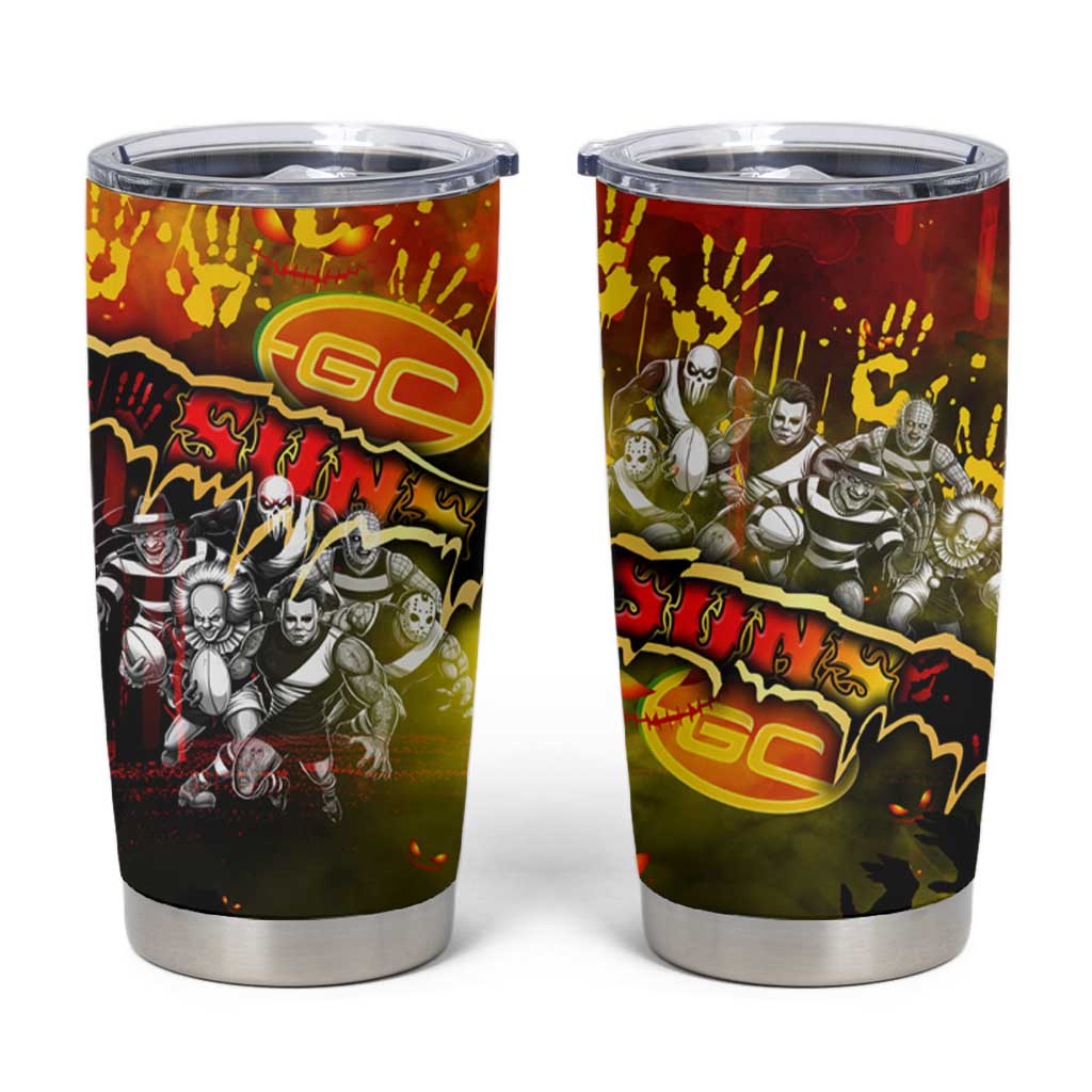 Step Into Horror Domain Suns Football Tumbler Cup Halloween Horror Movie Characters - Aussie Hoodie