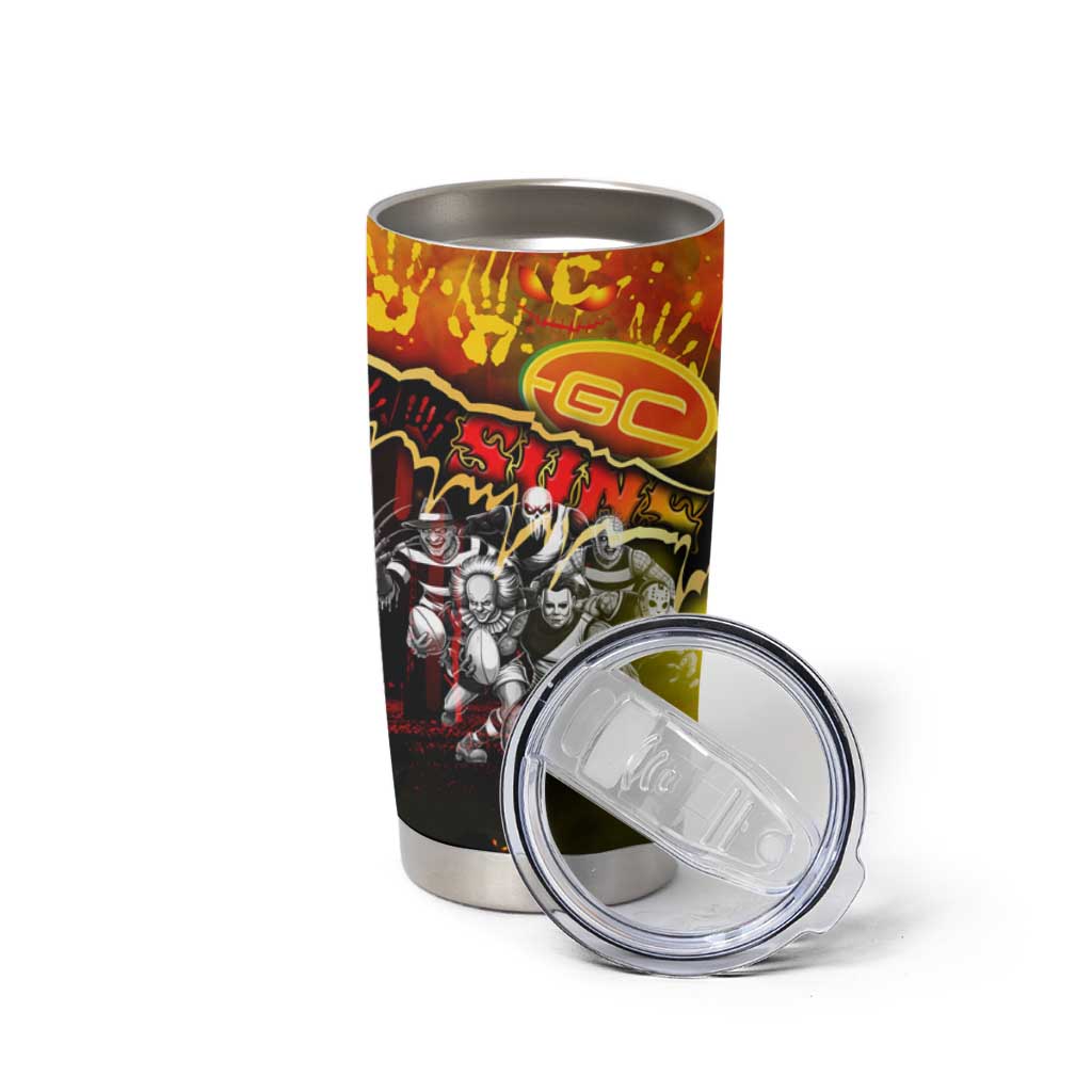 Step Into Horror Domain Suns Football Tumbler Cup Halloween Horror Movie Characters - Aussie Hoodie