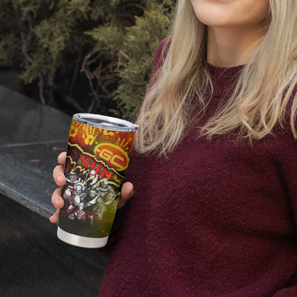 Step Into Horror Domain Suns Football Tumbler Cup Halloween Horror Movie Characters - Aussie Hoodie
