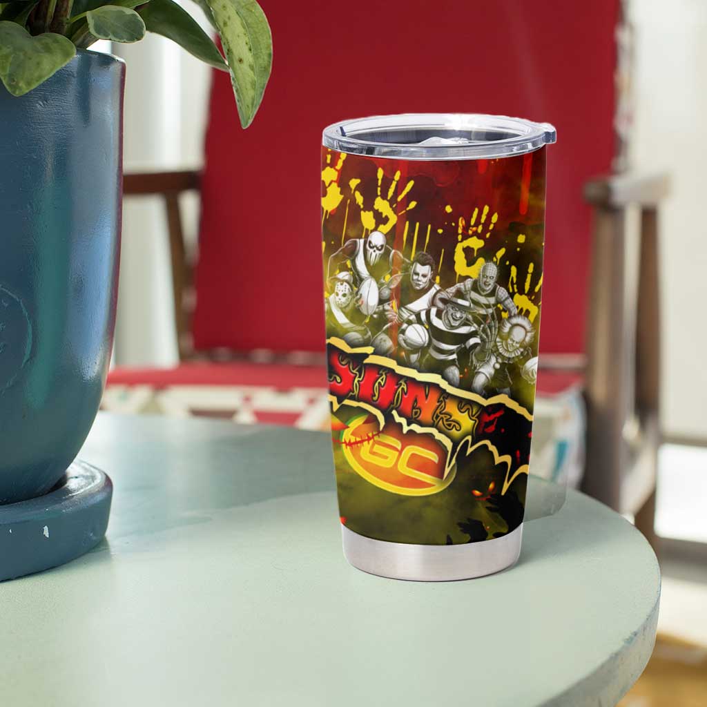 Step Into Horror Domain Suns Football Tumbler Cup Halloween Horror Movie Characters - Aussie Hoodie