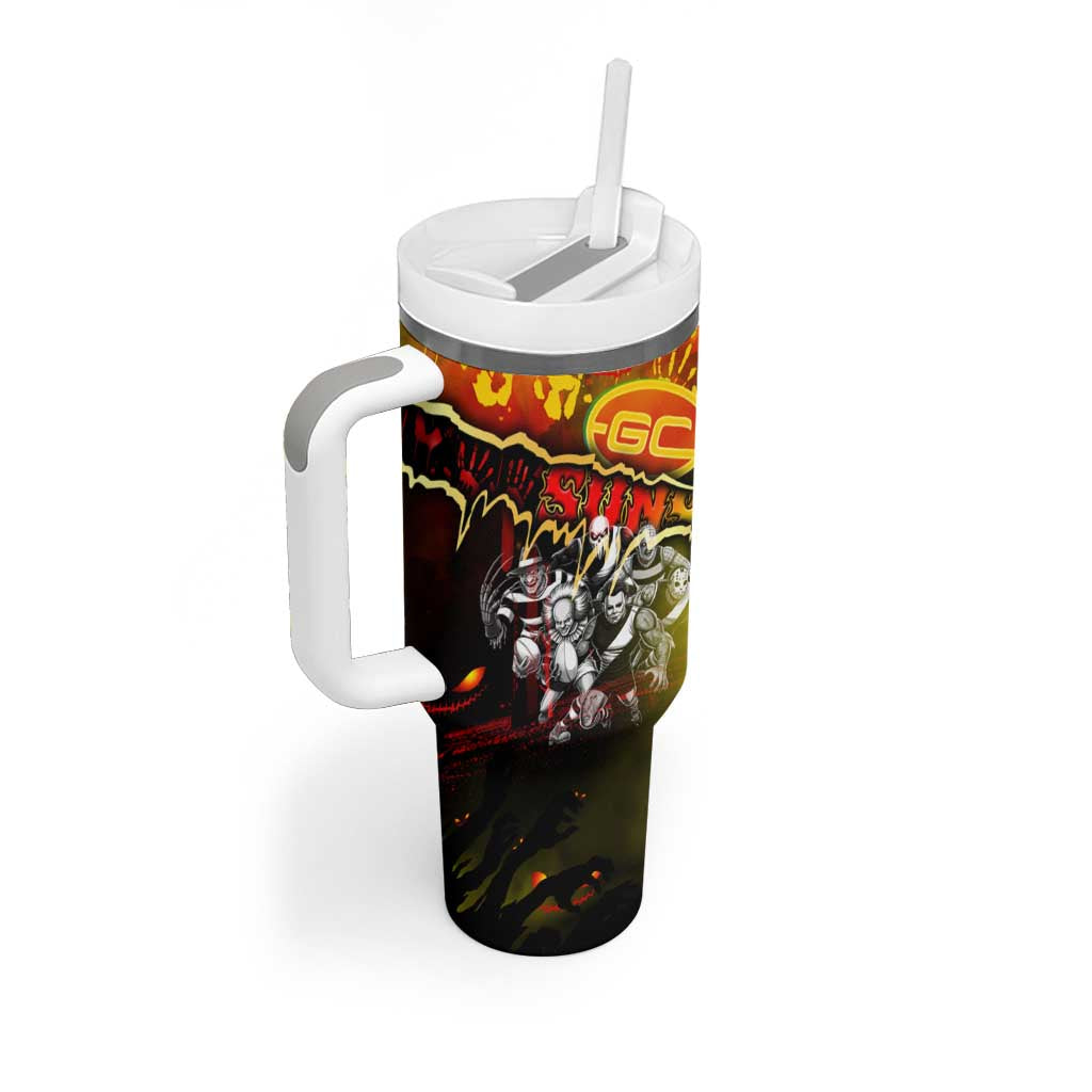 Step Into Horror Domain Suns Football Tumbler With Handle Halloween Horror Movie Characters - Aussie Hoodie