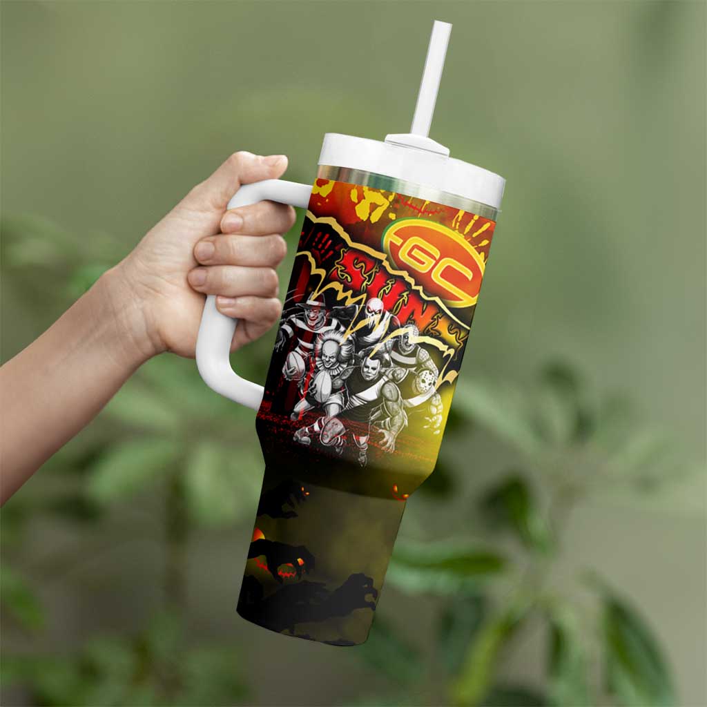 Step Into Horror Domain Suns Football Tumbler With Handle Halloween Horror Movie Characters - Aussie Hoodie