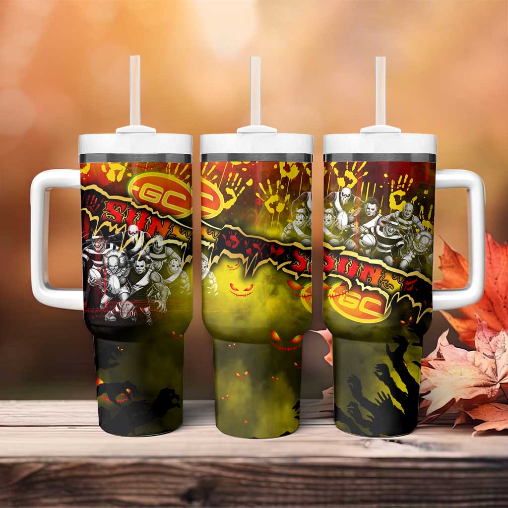 Step Into Horror Domain Suns Football Tumbler With Handle Halloween Horror Movie Characters - Aussie Hoodie