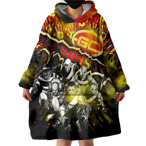 Step Into Horror Domain Suns Football Wearable Blanket Hoodie Halloween Horror Movie Characters - Aussie Hoodie