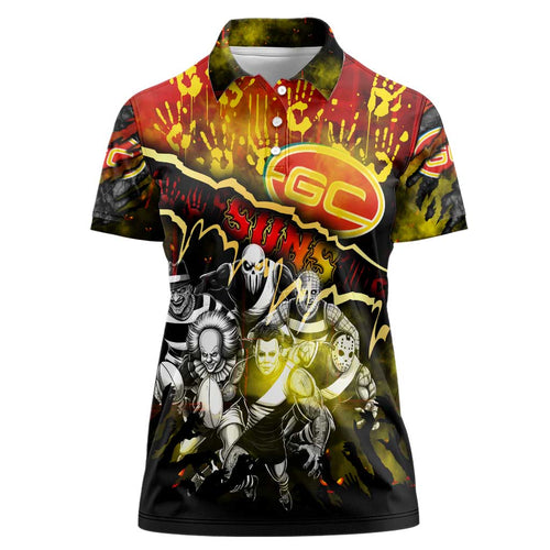 Step Into Horror Domain Suns Football Women Polo Shirt Halloween Horror Movie Characters - Aussie Hoodie