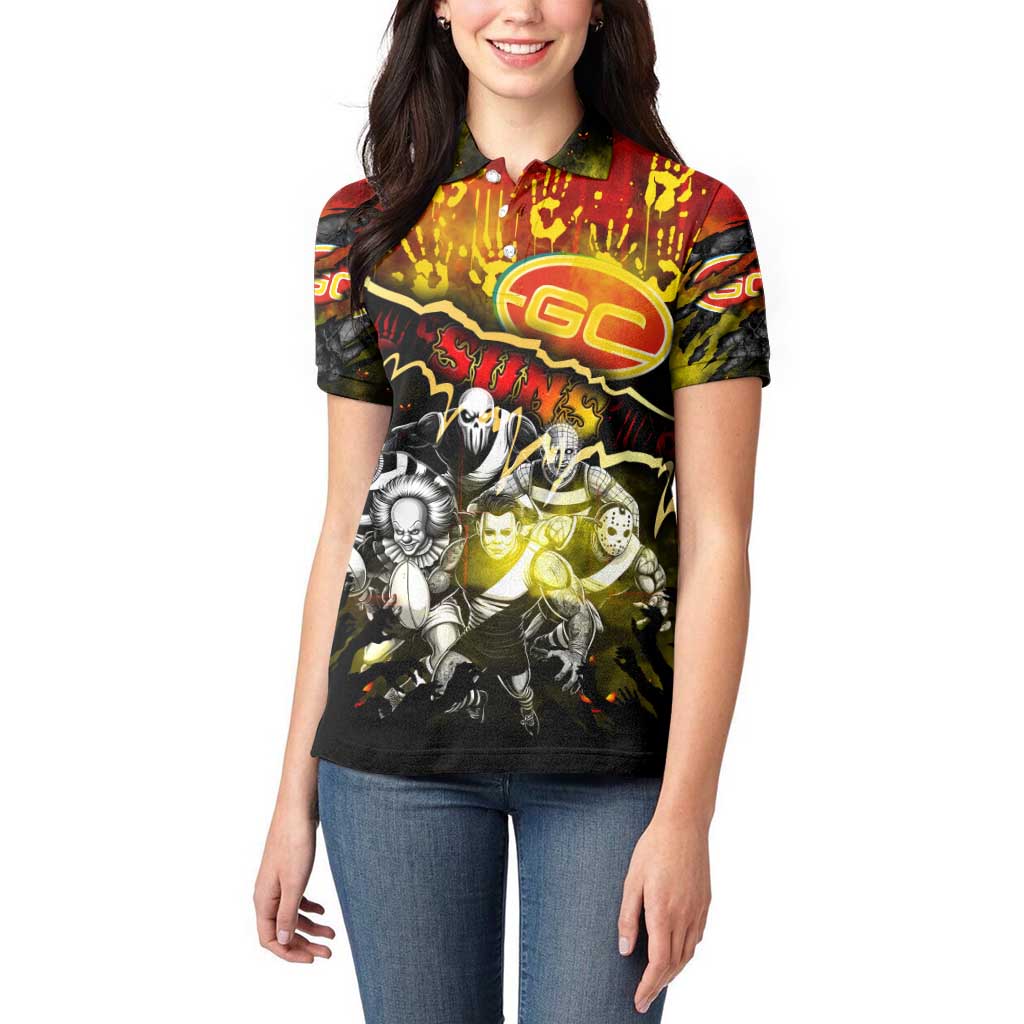 Step Into Horror Domain Suns Football Women Polo Shirt Halloween Horror Movie Characters - Aussie Hoodie