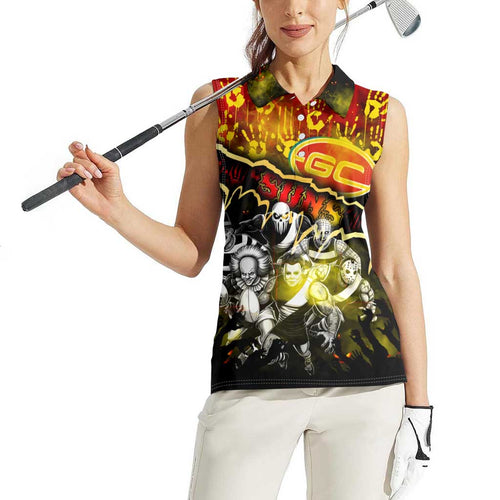 Step Into Horror Domain Suns Football Women Sleeveless Polo Shirt Halloween Horror Movie Characters - Aussie Hoodie