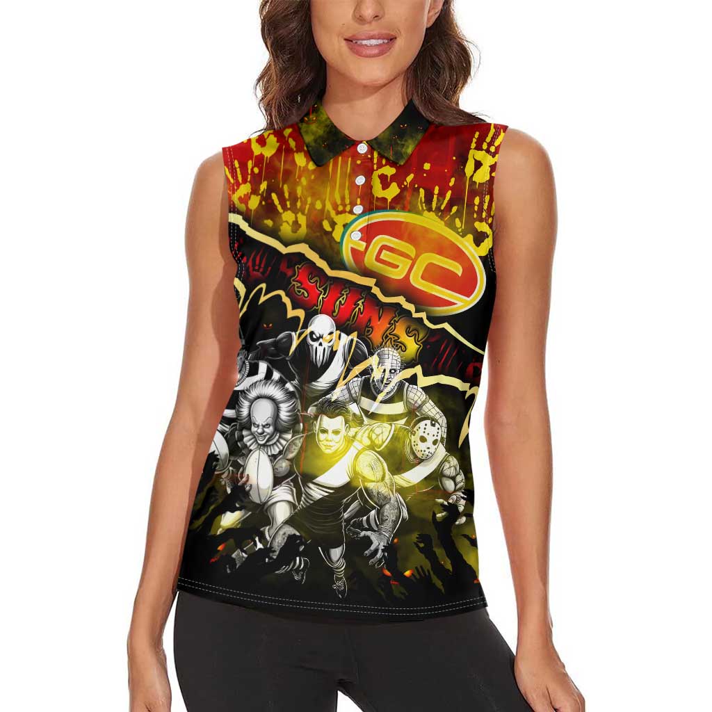 Step Into Horror Domain Suns Football Women Sleeveless Polo Shirt Halloween Horror Movie Characters - Aussie Hoodie
