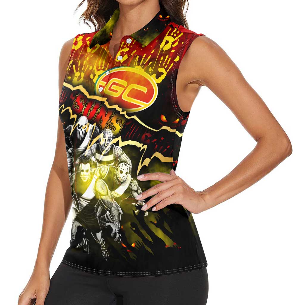 Step Into Horror Domain Suns Football Women Sleeveless Polo Shirt Halloween Horror Movie Characters - Aussie Hoodie