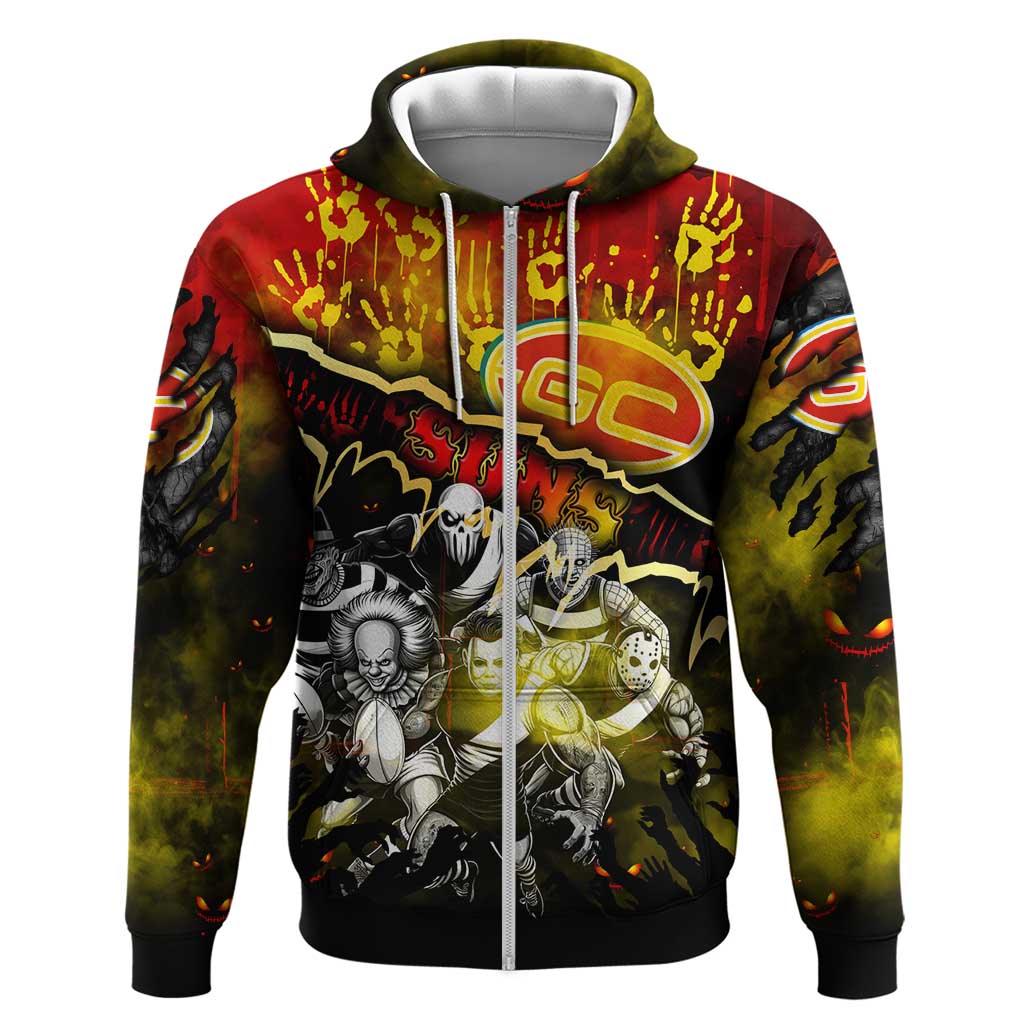 Step Into Horror Domain Suns Football Zip Hoodie Halloween Horror Movie Characters - Aussie Hoodie