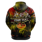 Step Into Horror Domain Suns Football Zip Hoodie Halloween Horror Movie Characters - Aussie Hoodie