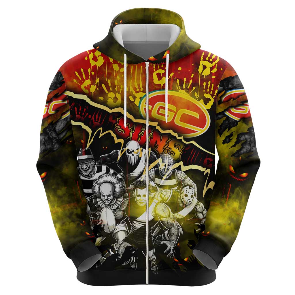 Step Into Horror Domain Suns Football Zip Hoodie Halloween Horror Movie Characters - Aussie Hoodie