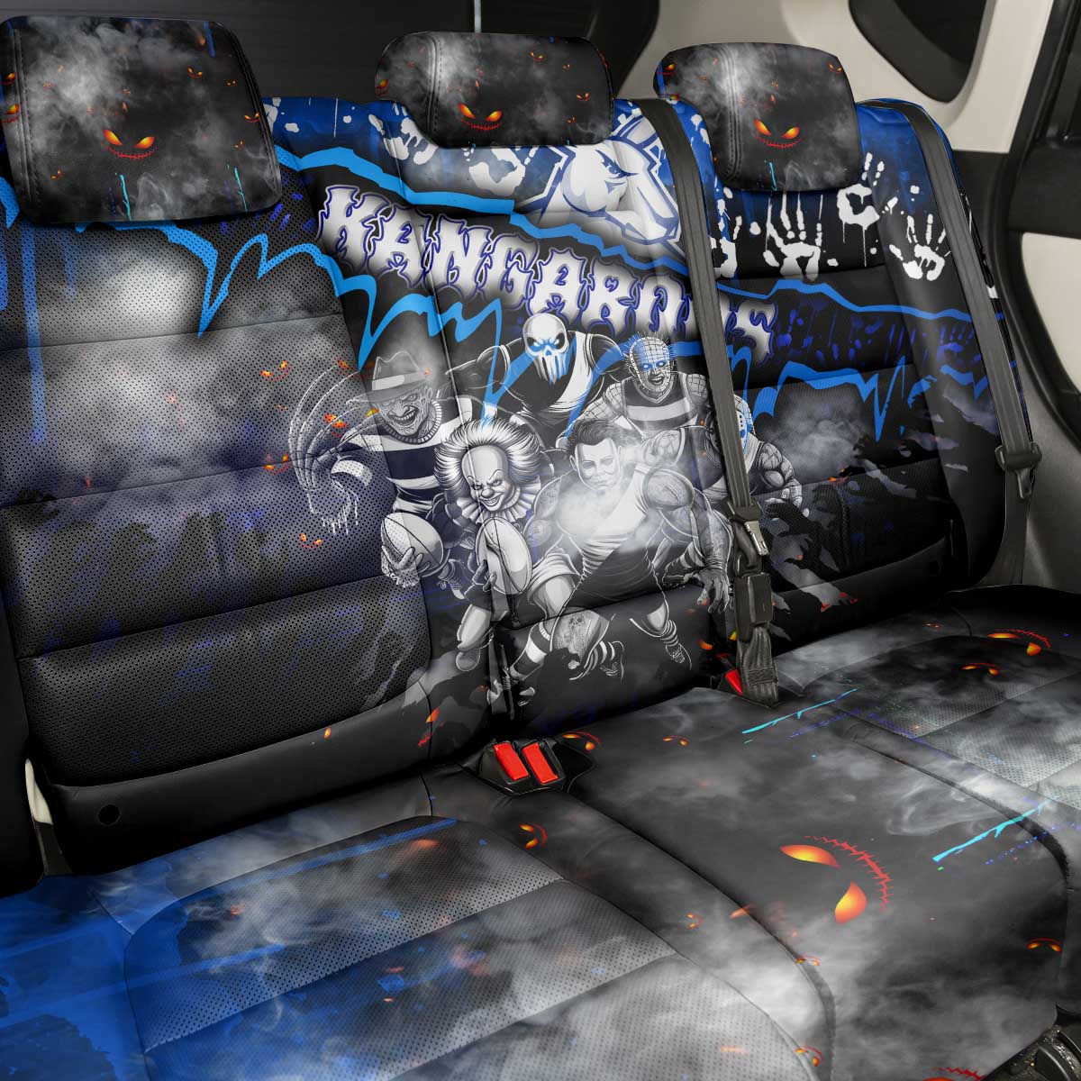 Step Into Horror Domain Kangaroos Football Back Car Seat Cover Halloween Horror Movie Characters - Aussie Hoodie