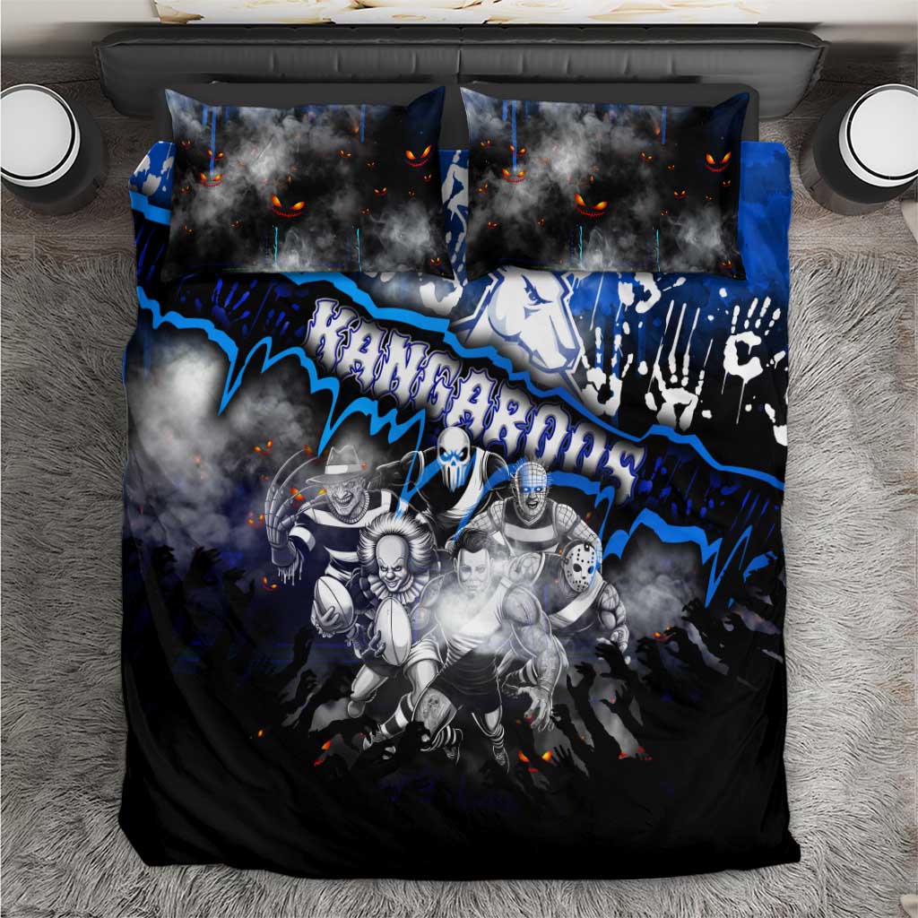 Step Into Horror Domain Kangaroos Football Bedding Set Halloween Horror Movie Characters - Aussie Hoodie