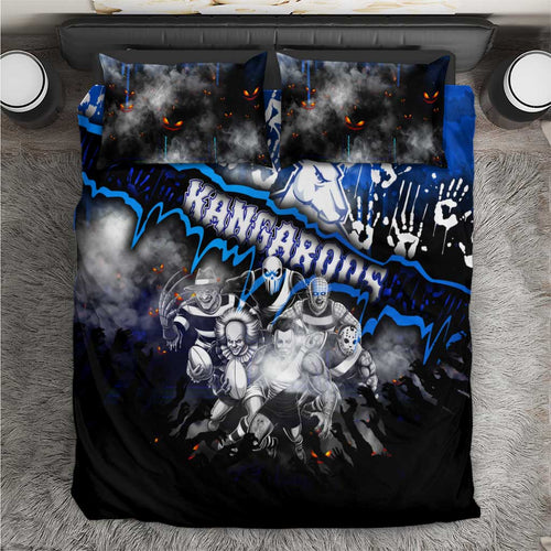Step Into Horror Domain Kangaroos Football Bedding Set Halloween Horror Movie Characters - Aussie Hoodie