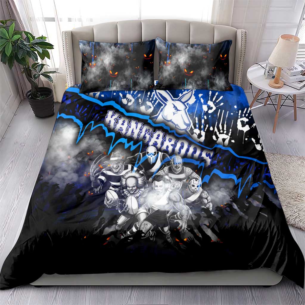 Step Into Horror Domain Kangaroos Football Bedding Set Halloween Horror Movie Characters - Aussie Hoodie