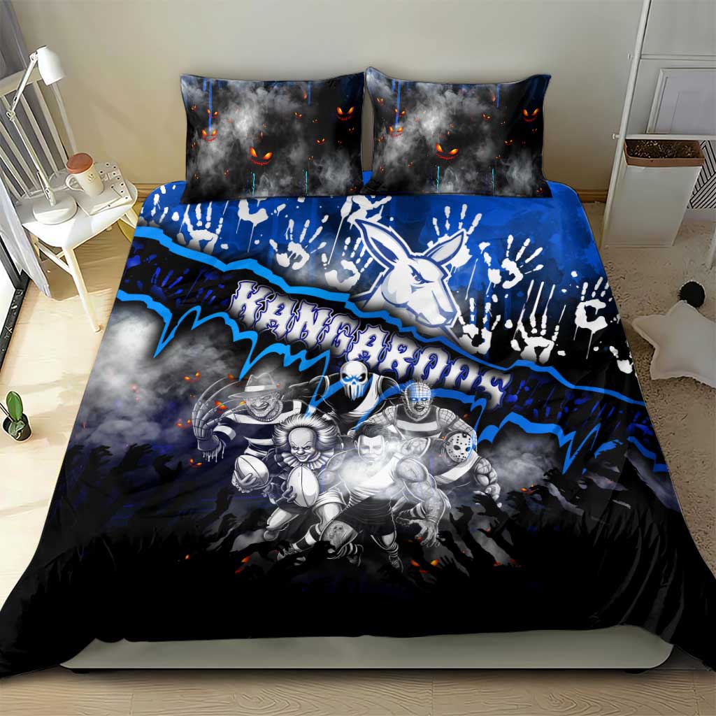 Step Into Horror Domain Kangaroos Football Bedding Set Halloween Horror Movie Characters - Aussie Hoodie