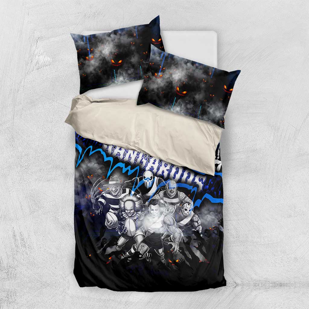 Step Into Horror Domain Kangaroos Football Bedding Set Halloween Horror Movie Characters - Aussie Hoodie