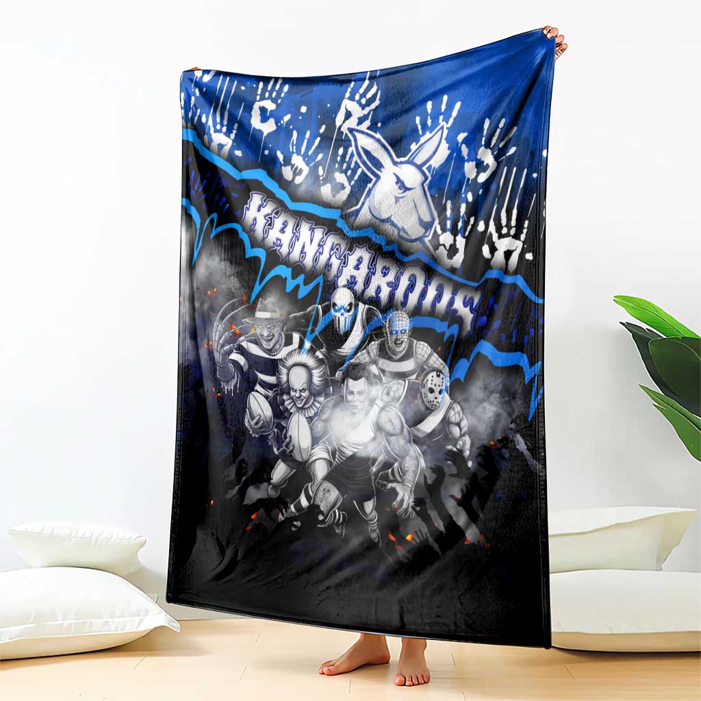 Step Into Horror Domain Kangaroos Football Blanket Halloween Horror Movie Characters - Aussie Hoodie