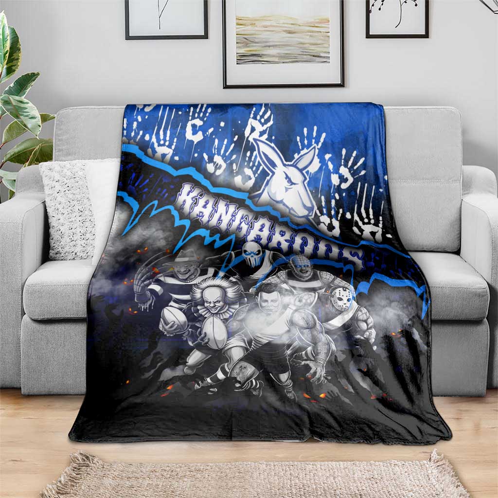Step Into Horror Domain Kangaroos Football Blanket Halloween Horror Movie Characters - Aussie Hoodie