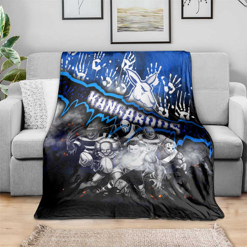 Step Into Horror Domain Kangaroos Football Blanket Halloween Horror Movie Characters - Aussie Hoodie