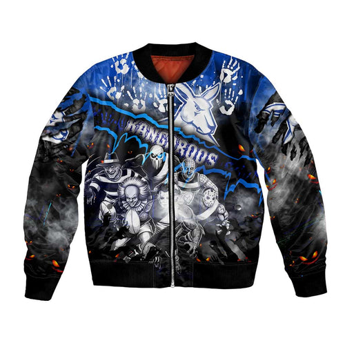 Step Into Horror Domain Kangaroos Football Bomber Jacket Halloween Horror Movie Characters - Aussie Hoodie