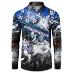 Step Into Horror Domain Kangaroos Football Button Sweatshirt Halloween Horror Movie Characters - Aussie Hoodie