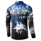 Step Into Horror Domain Kangaroos Football Button Sweatshirt Halloween Horror Movie Characters - Aussie Hoodie