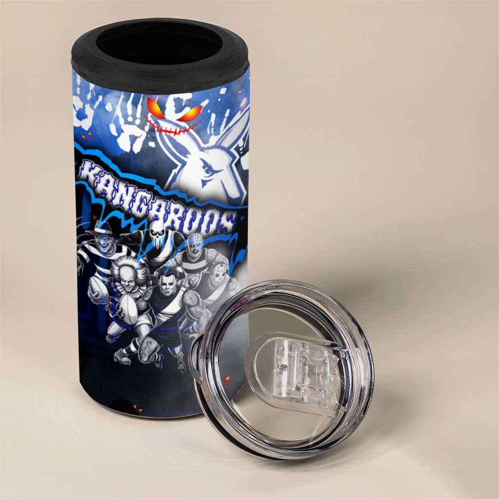 Step Into Horror Domain Kangaroos Football 4 in 1 Can Cooler Tumbler Halloween Horror Movie Characters - Aussie Hoodie