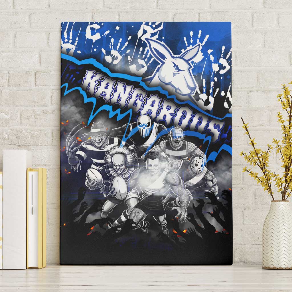 Step Into Horror Domain Kangaroos Football Canvas Wall Art Halloween Horror Movie Characters - Aussie Hoodie
