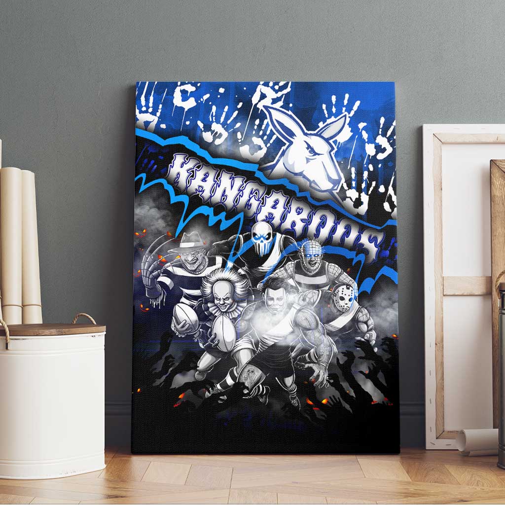 Step Into Horror Domain Kangaroos Football Canvas Wall Art Halloween Horror Movie Characters - Aussie Hoodie