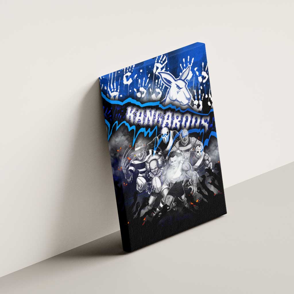 Step Into Horror Domain Kangaroos Football Canvas Wall Art Halloween Horror Movie Characters - Aussie Hoodie