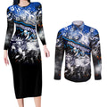 Step Into Horror Domain Kangaroos Football Couples Matching Long Sleeve Bodycon Dress and Long Sleeve Button Shirt Halloween Horror Movie Characters - Aussie Hoodie