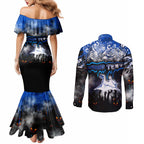 Step Into Horror Domain Kangaroos Football Couples Matching Mermaid Dress and Long Sleeve Button Shirt Halloween Horror Movie Characters - Aussie Hoodie