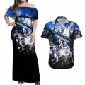 Step Into Horror Domain Kangaroos Football Couples Matching Off Shoulder Maxi Dress and Hawaiian Shirt Halloween Horror Movie Characters - Aussie Hoodie
